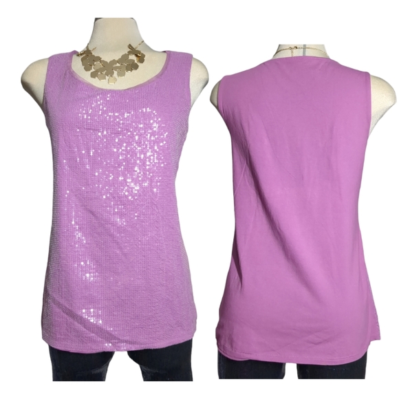VOLDWATER Purple Sequin Sleeves Top Size M - Picture 1 of 9
